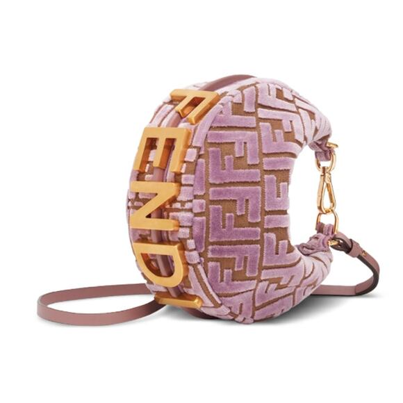 NEW FENDI FENDIGRAPHY MINI VELVET FF SHOULDER CROSSBODY BAG PURSE AUTHENTIC NWT! - Picture 1 of 16